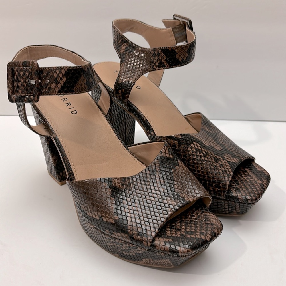 Torrid Snakeskin Print Platform Block Heel Sandal… - image 5